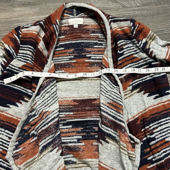 Lucky Brand Size Small Aztec Open Drape Cardigan Sweater Multicolor Knit Texture - Picture 6 of 9